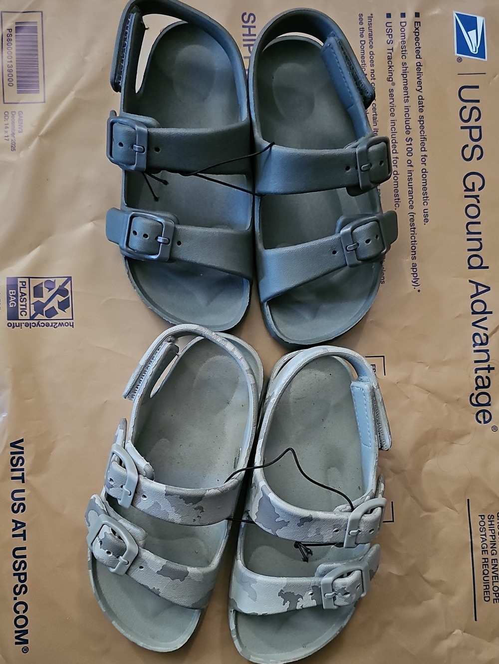 Toddler Boys Two Buckle Sandals EVA Bundle 2 Pack Size 9-10 New